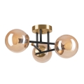 Припотолочная люстра MALENA 3xE14/5W/230V золотистый/черный/дымчатый бежевый