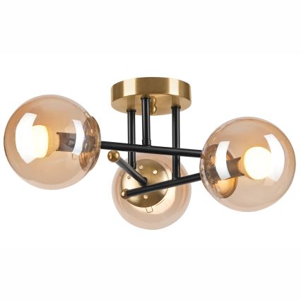 Припотолочная люстра MALENA 3xE14/5W/230V золотистый/черный/дымчатый бежевый