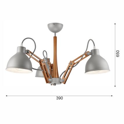 Припотолочная люстра MARCELLO 3xE27/60W/230V бук - сертифицировано FSC