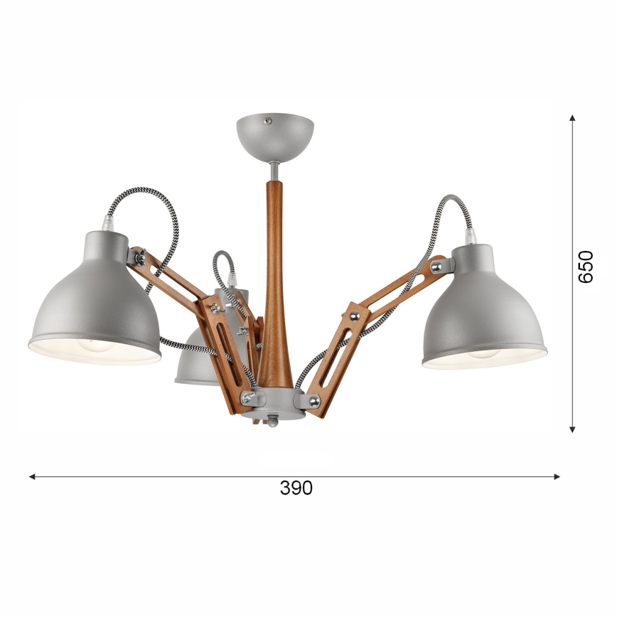 Припотолочная люстра MARCELLO 3xE27/60W/230V бук - сертифицировано FSC