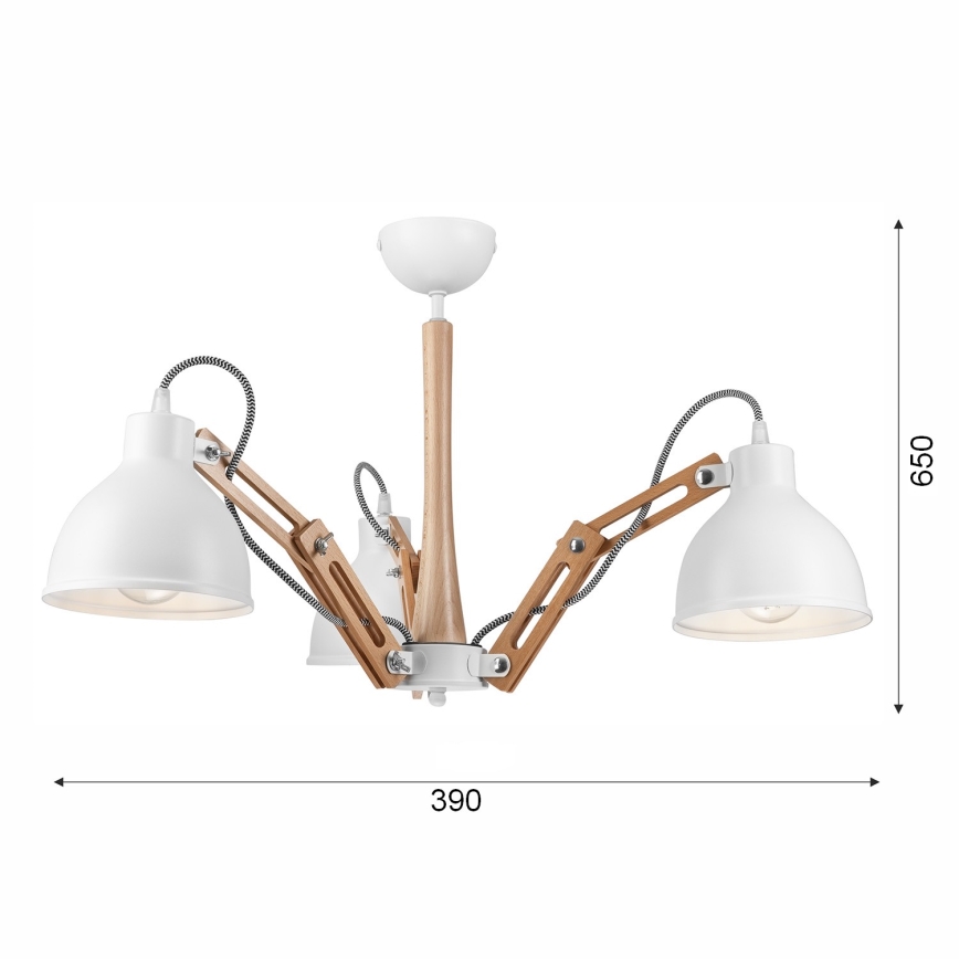 Припотолочная люстра MARCELLO 3xE27/60W/230V бук - сертифицировано FSC