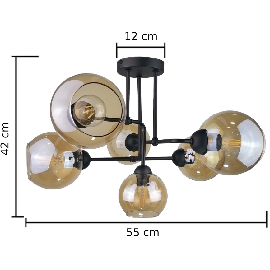 Припотолочная люстра MONDE BLACK 6xE27/60W/230V