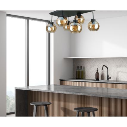 Припотолочная люстра NESSA 6xE27/60W/230V черный/дымчатый бежевый