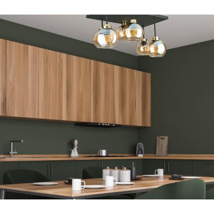 Припотолочная люстра NESSA 6xE27/60W/230V черный/золотистый/дымчатый бежевый