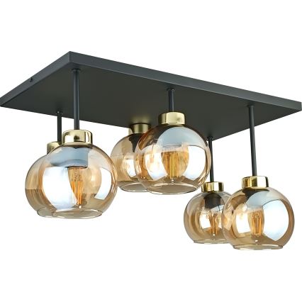 Припотолочная люстра NESSA 6xE27/60W/230V черный/золотистый/дымчатый бежевый