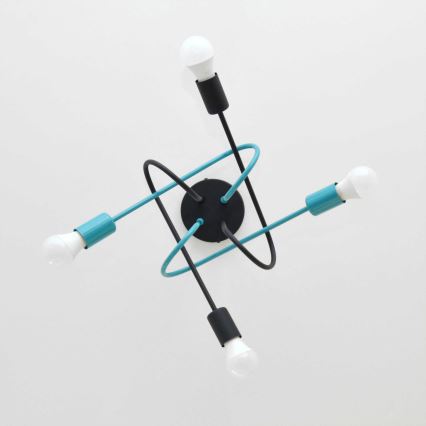 Припотолочная люстра OXFORD 4xE27/15W/230V черный/бирюзовый