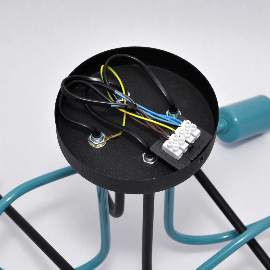 Припотолочная люстра OXFORD 4xE27/15W/230V черный/бирюзовый
