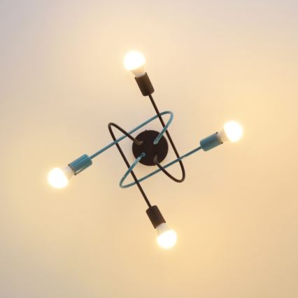Припотолочная люстра OXFORD 4xE27/15W/230V черный/бирюзовый