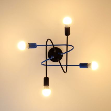 Припотолочная люстра OXFORD 4xE27/15W/230V черный/синий