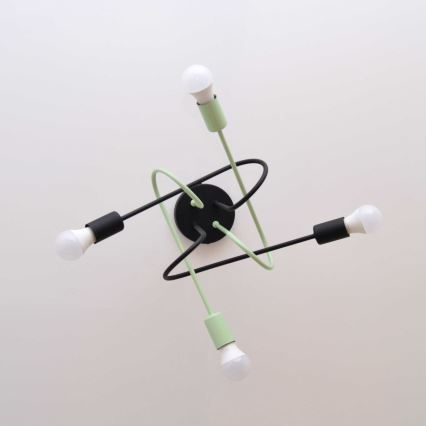 Припотолочная люстра OXFORD 4xE27/15W/230V черный/зеленый