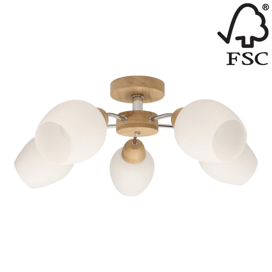 Припотолочная люстра PARMA 5xE27/40W/230V дуб - сертифицировано FSC