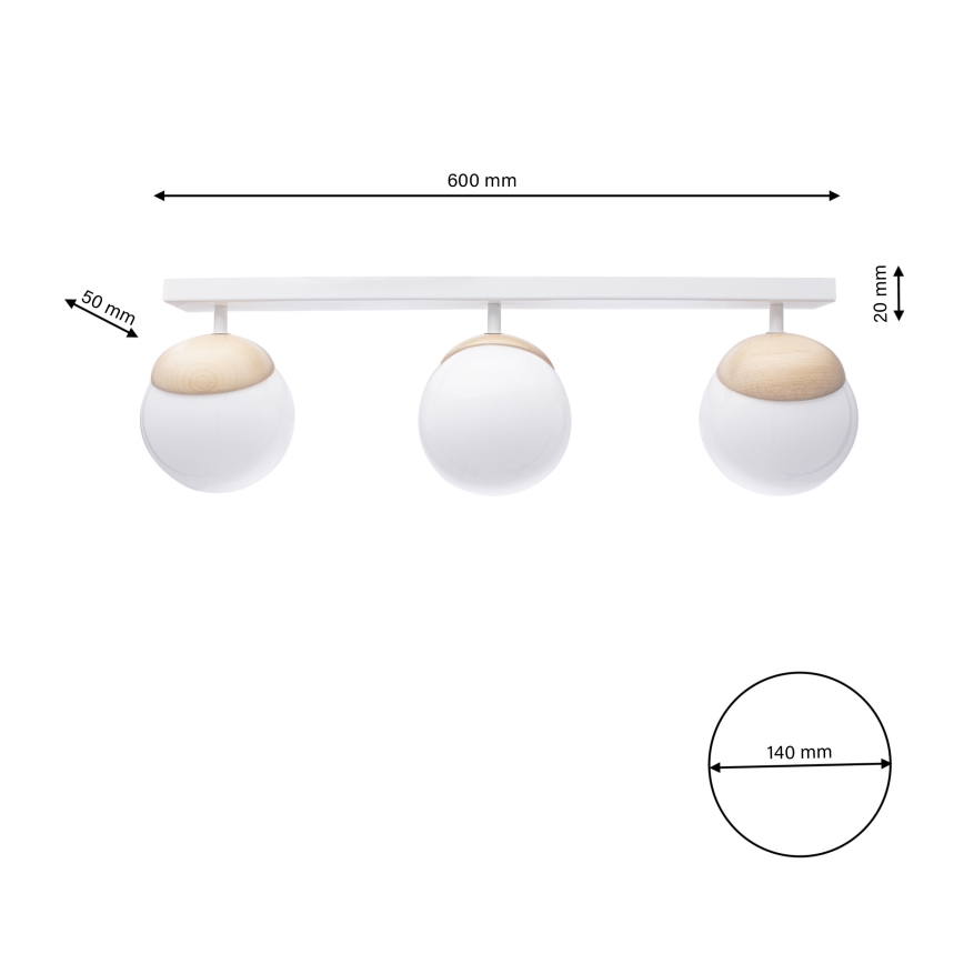 Припотолочная люстра SFERA WOOD 3xE14/40W/230V белая