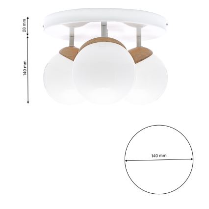 Припотолочная люстра SFERA WOOD 3xE14/40W/230V белая