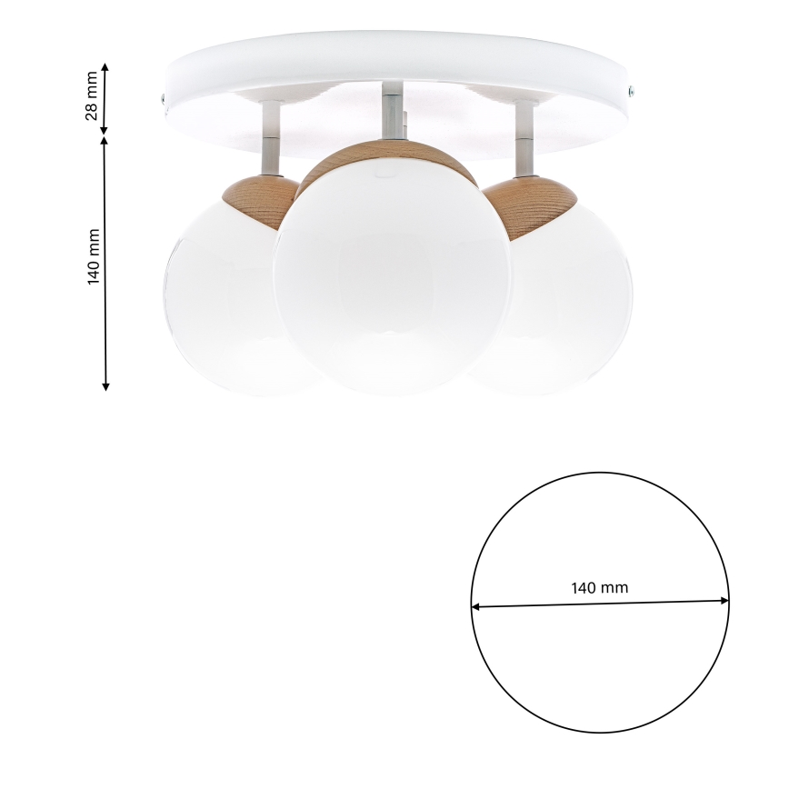 Припотолочная люстра SFERA WOOD 3xE14/40W/230V белая