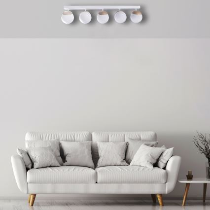 Припотолочная люстра SFERA WOOD 5xE14/40W/230V белая