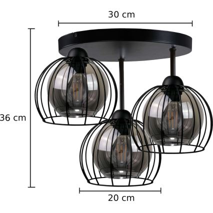 Припотолочная люстра SOLO BLACK 3xE27/60W/230V диаметр 30 см