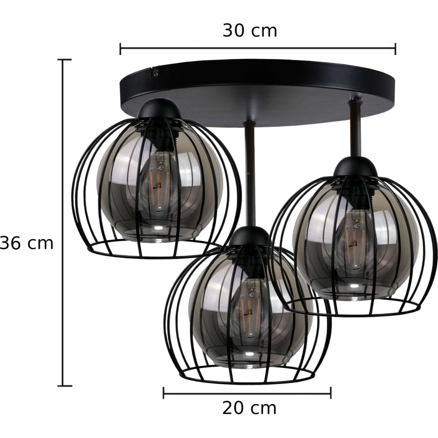 Припотолочная люстра SOLO BLACK 3xE27/60W/230V диаметр 30 см