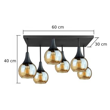 Припотолочная люстра SOMA 6xE27/60W/230V черный/дымчатый бежевый