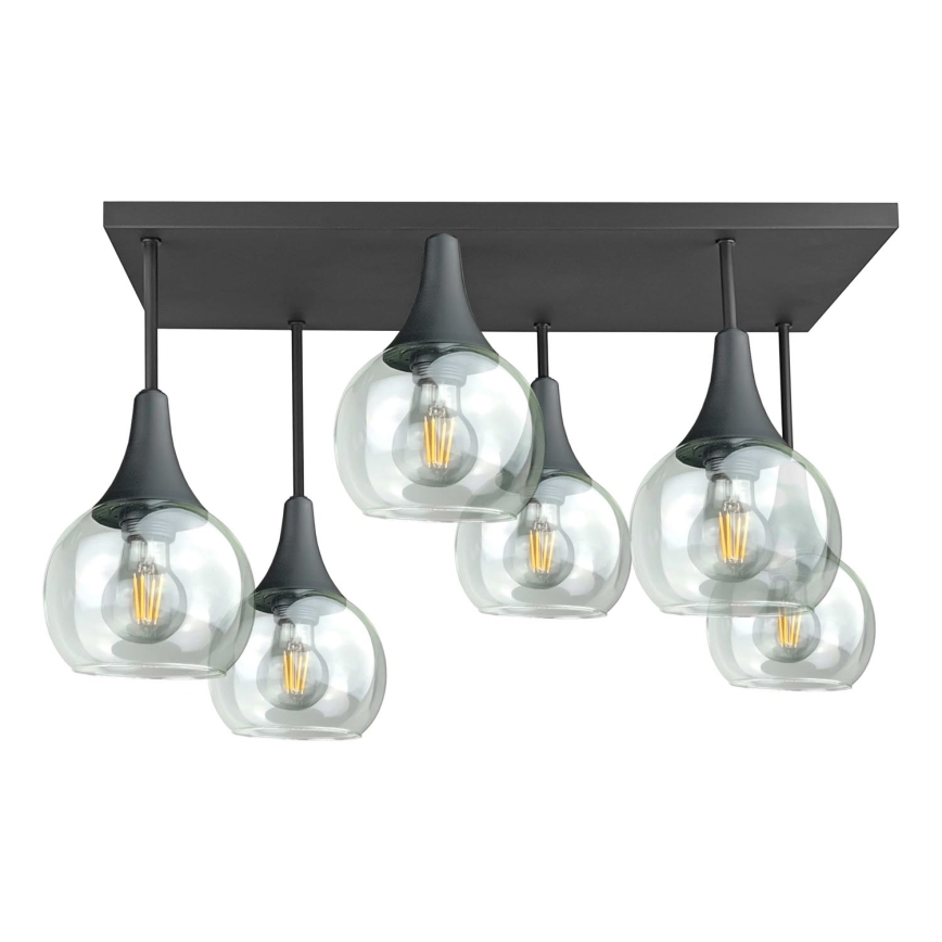 Припотолочная люстра SOMA 6xE27/60W/230V черный/прозрачный