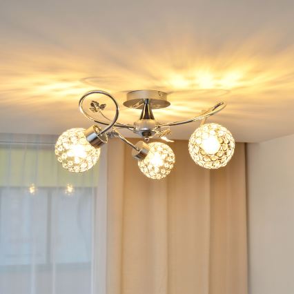 Припотолочная люстра SOPHIA 3xE27/15W/230V блестящий хром/прозрачный