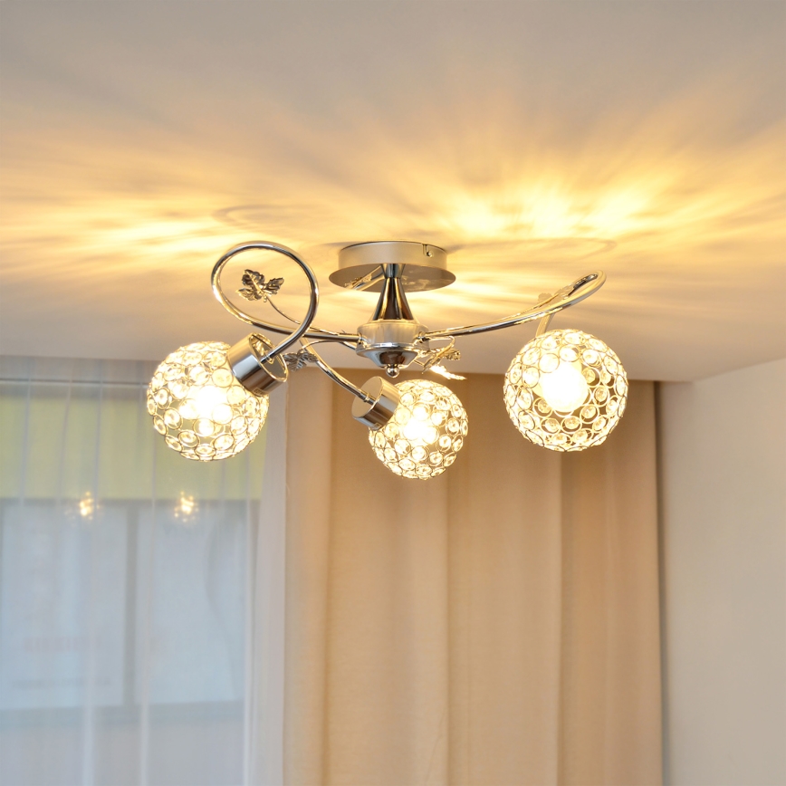 Припотолочная люстра SOPHIA 3xE27/15W/230V блестящий хром/прозрачный