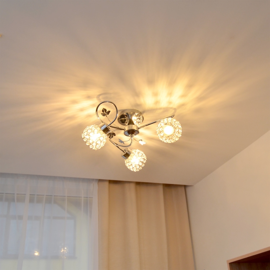 Припотолочная люстра SOPHIA 3xE27/15W/230V блестящий хром/прозрачный