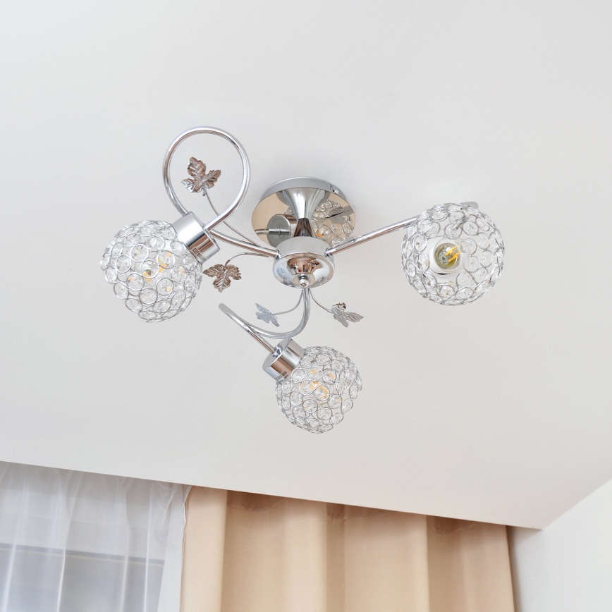 Припотолочная люстра SOPHIA 3xE27/15W/230V блестящий хром/прозрачный