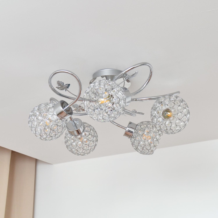 Припотолочная люстра SOPHIA 5xE27/15W/230V блестящий хром/прозрачный