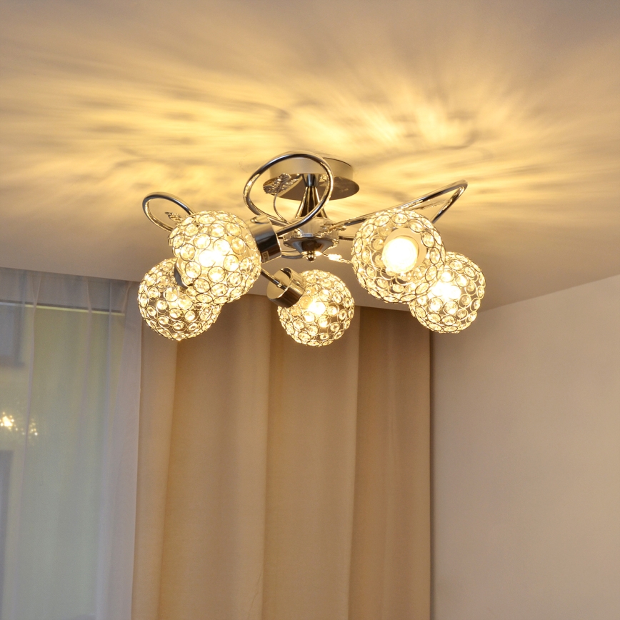 Припотолочная люстра SOPHIA 5xE27/15W/230V блестящий хром/прозрачный