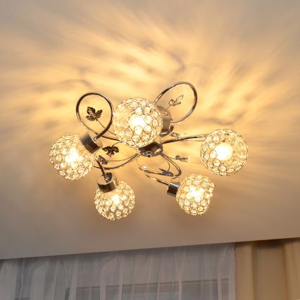 Припотолочная люстра SOPHIA 5xE27/15W/230V блестящий хром/прозрачный