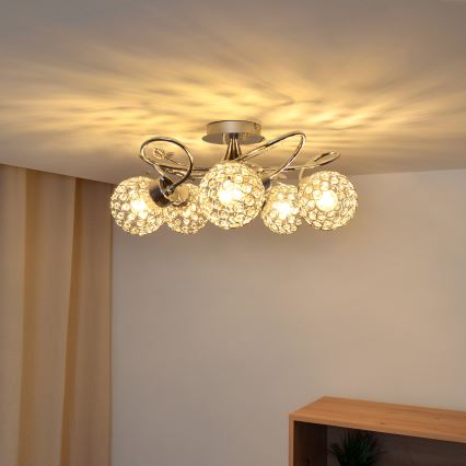 Припотолочная люстра SOPHIA 5xE27/15W/230V блестящий хром/прозрачный