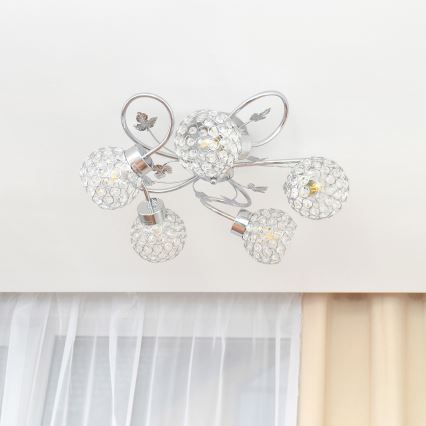 Припотолочная люстра SOPHIA 5xE27/15W/230V блестящий хром/прозрачный