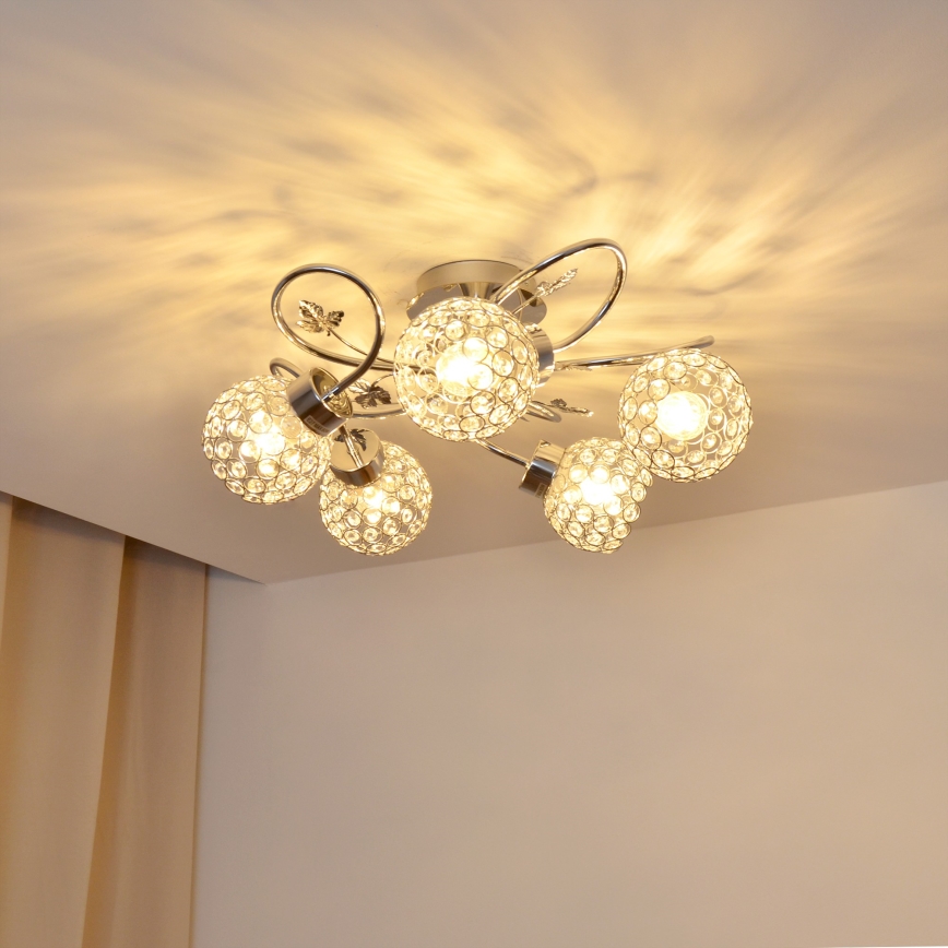 Припотолочная люстра SOPHIA 5xE27/15W/230V блестящий хром/прозрачный