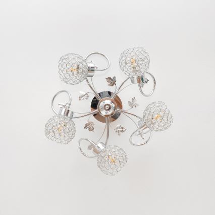 Припотолочная люстра SOPHIA 5xE27/15W/230V блестящий хром/прозрачный