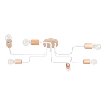 Припотолочная люстра TIMBO 6xE27/15W/230V белый/бежевый/бук