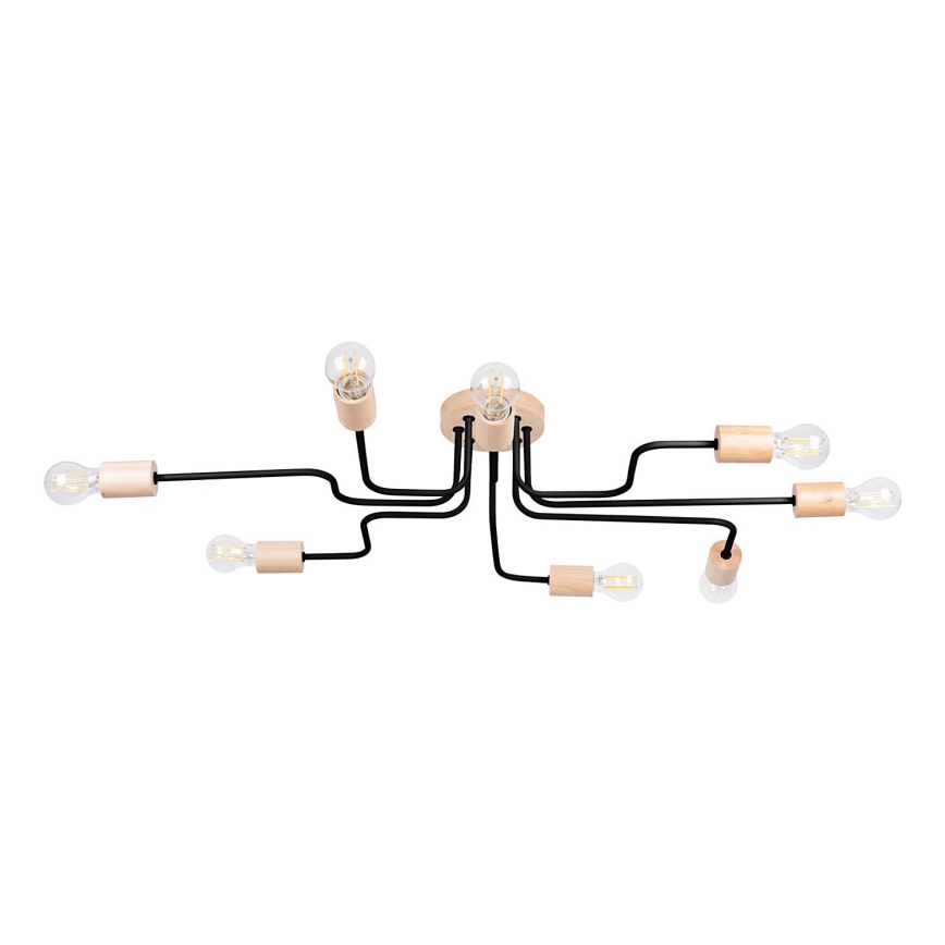 Припотолочная люстра TIMBO 8xE27/15W/230V черный/бежевый/бук
