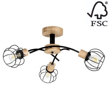 Припотолочная люстра VIVIANE 3xE27/60W/230V дуб - сертифицировано FSC