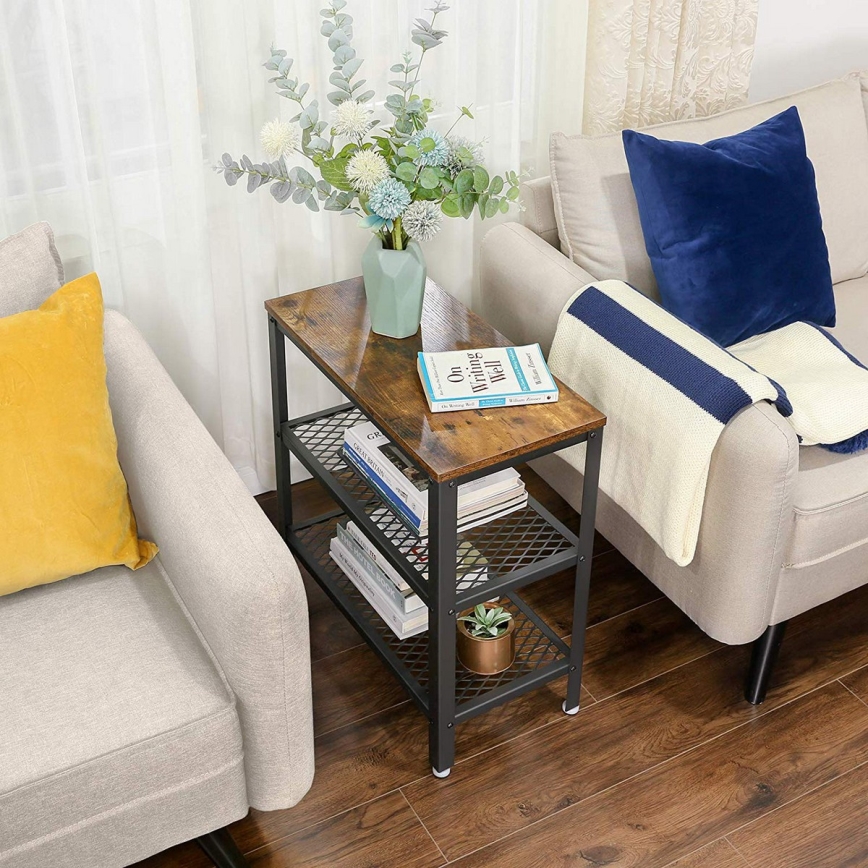 Приставний столик ELDUR коричневий/чорний