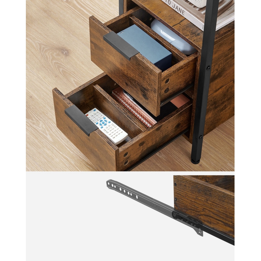 Приставний столик із вбудованими розетками та USB-портами ROD коричневий/чорний