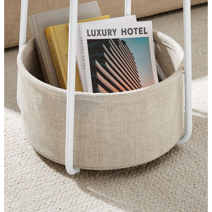 Приставний столик NOIRA білий/світло-коричневий