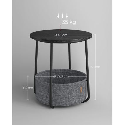 Приставний столик NOIRA чорний/сірий