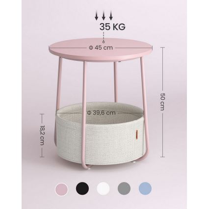 Приставний столик NOIRA рожевий/білий