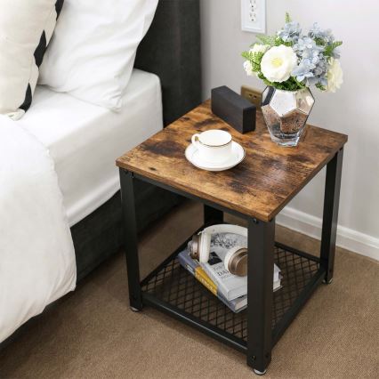 Приставной столик ELDUR коричневый/чёрный