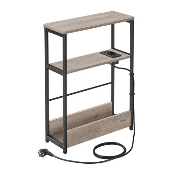 Приставной столик ROD с встроенной розеткой и USB-портами, коричневый/чёрный