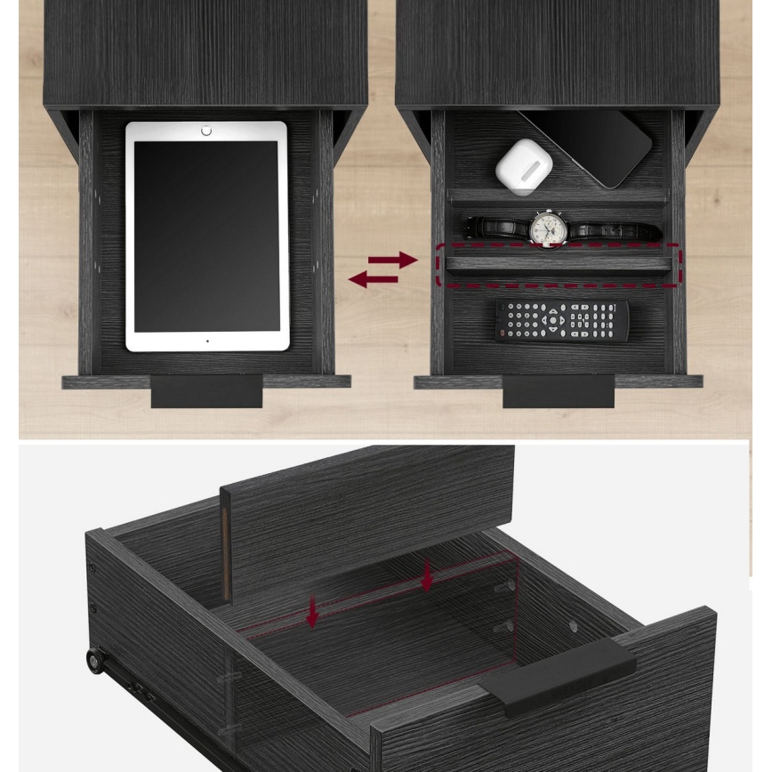 Приставной столик с встроенными розетками и USB-портами ROD черный