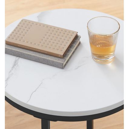 Приставной столик SID черный/белый