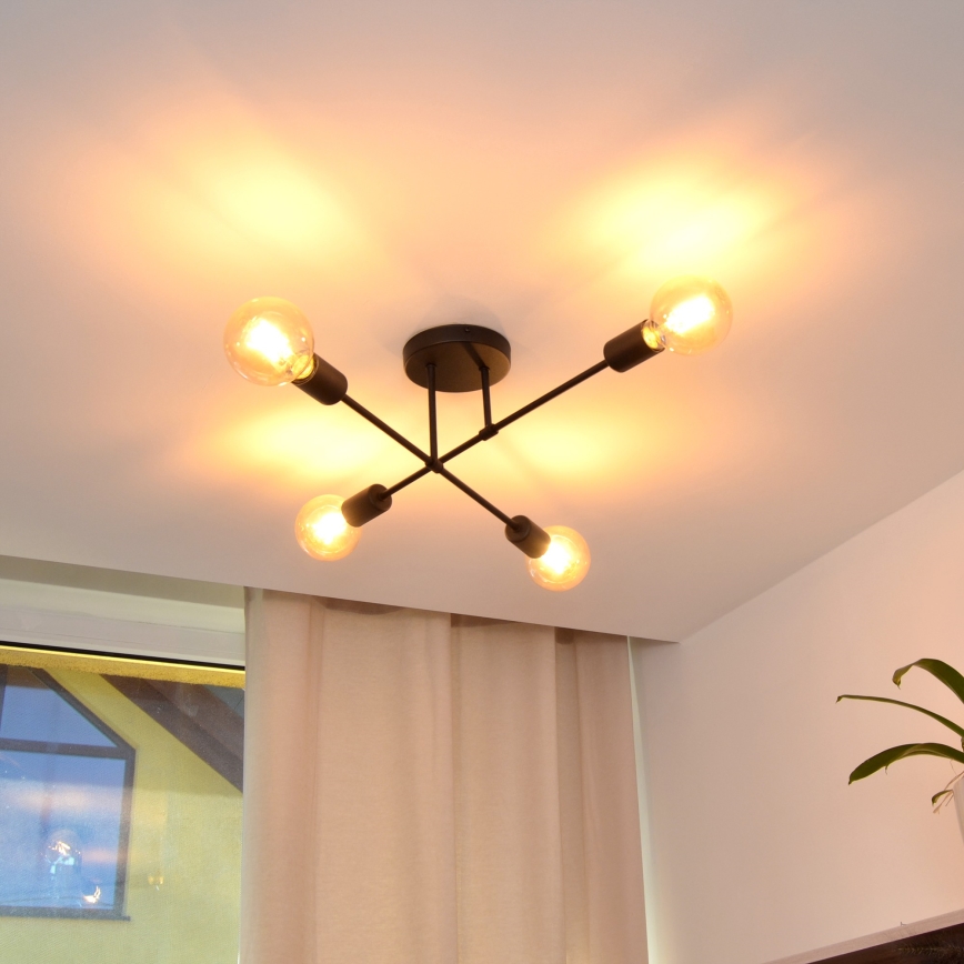 Пристельова LED люстра CAMBRIDGE 4xE27/8W/230V чорний