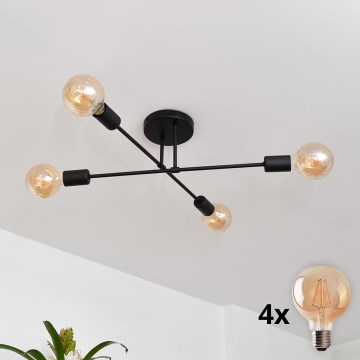 Пристельова LED люстра CAMBRIDGE 4xE27/8W/230V чорний