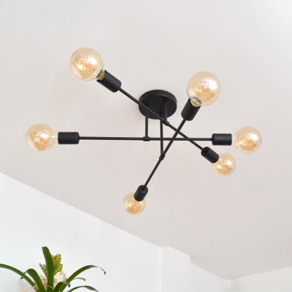 Пристельова LED люстра CAMBRIDGE 6xE27/8W/230V чорний