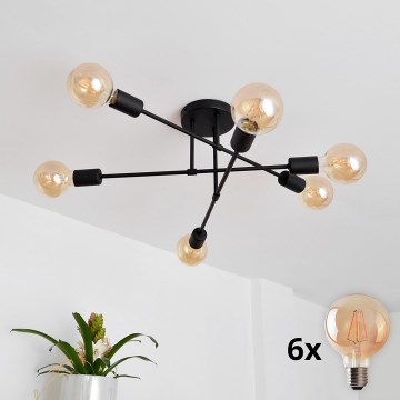 Пристельова LED люстра CAMBRIDGE 6xE27/8W/230V чорний